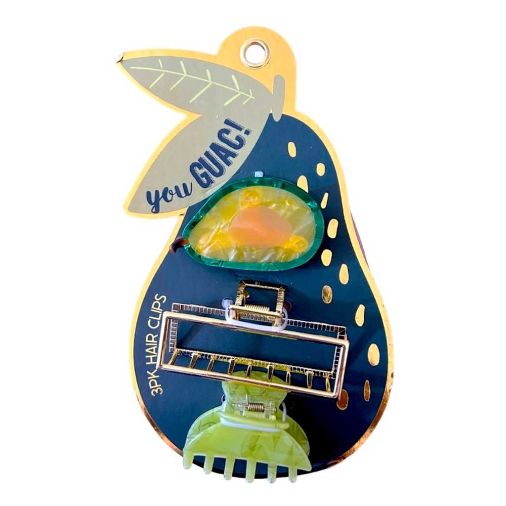 NWT ⚜️🥑⚜️ You guac! Avocado Hair Claw Clips set of 3